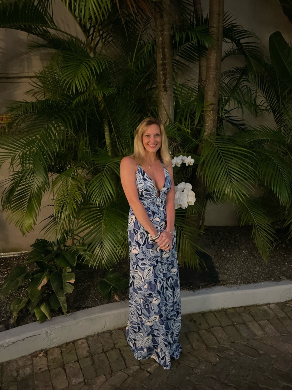 Blue & White Swirl Halter jumpsuit